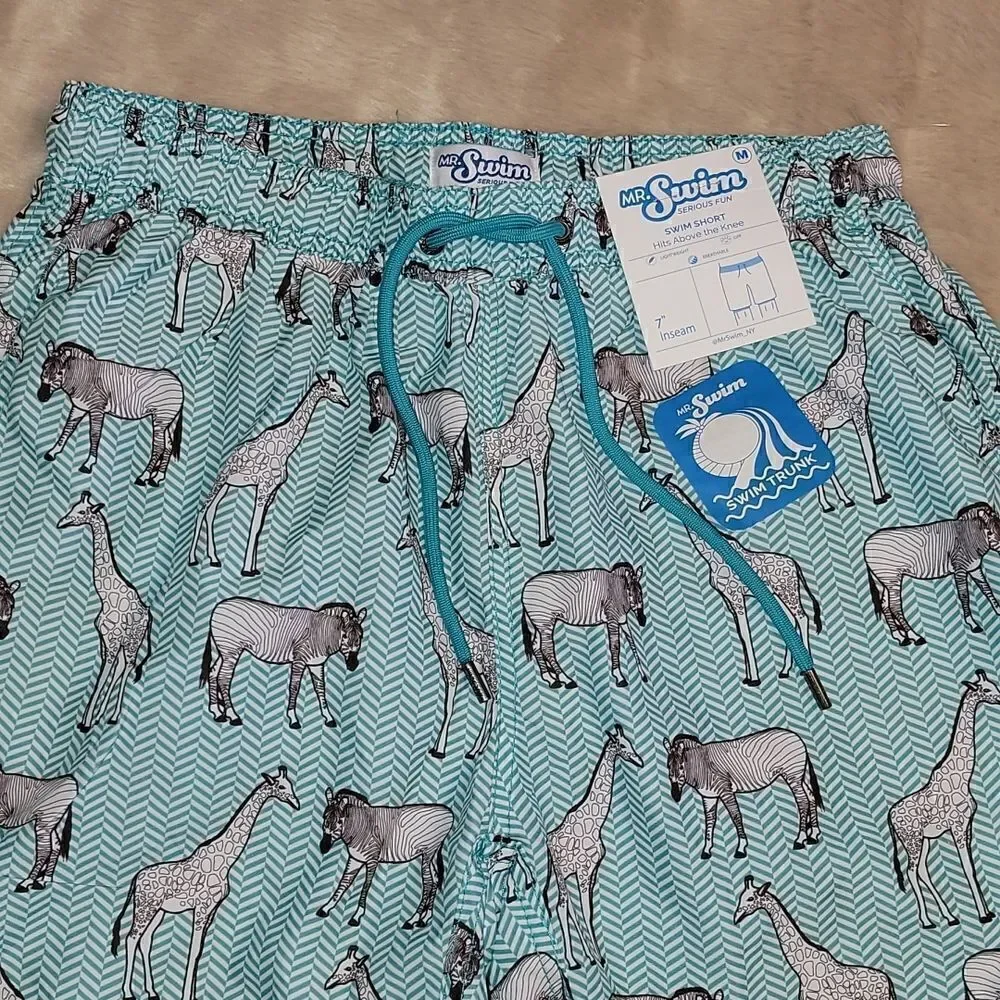 MR. SWIM CHEVRON ANIMAL PRINT SWIM SHORTS, SIZE MEDIUM - NEW!